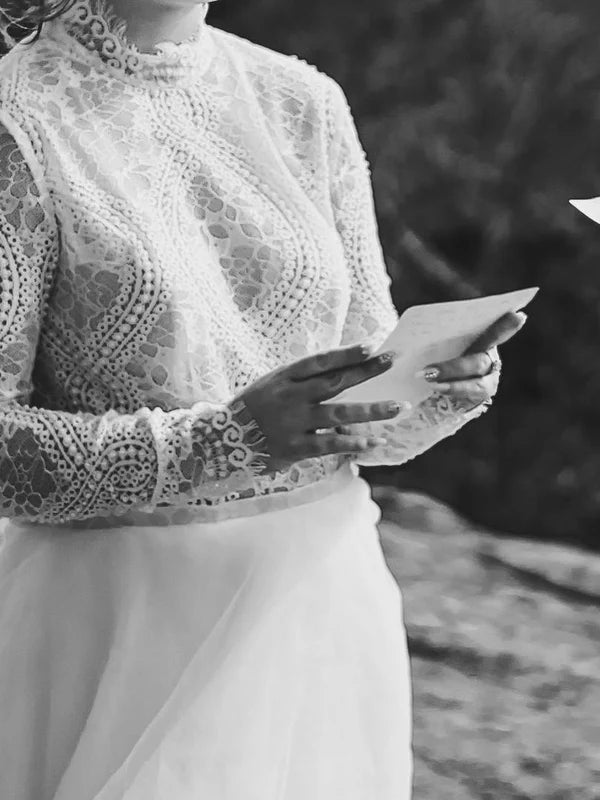 Luolandi Bohemia Beaded Lace Wedding Dresses Long Sleeves Bridal Gowns Elegant