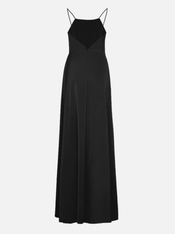 Luolandi Open-back maxi dress Sexy Evening Dress Black Party Dress Solid Color Formal Dress With Slit