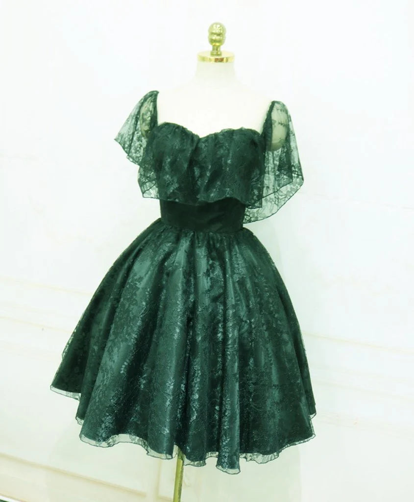 Luolandi Beautiful Lace Green Off Shoulder Knee Length Party Dress Charming Homecoming Dress