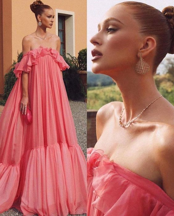 Luolandi A Line Off Shoulder Long Formal Prom Dress Charming Evening Gown Party Dress