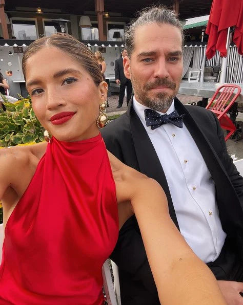 Luolandi Charming Red Halter Backless Long Prom Dress with Slit Party Dress Formal Dress