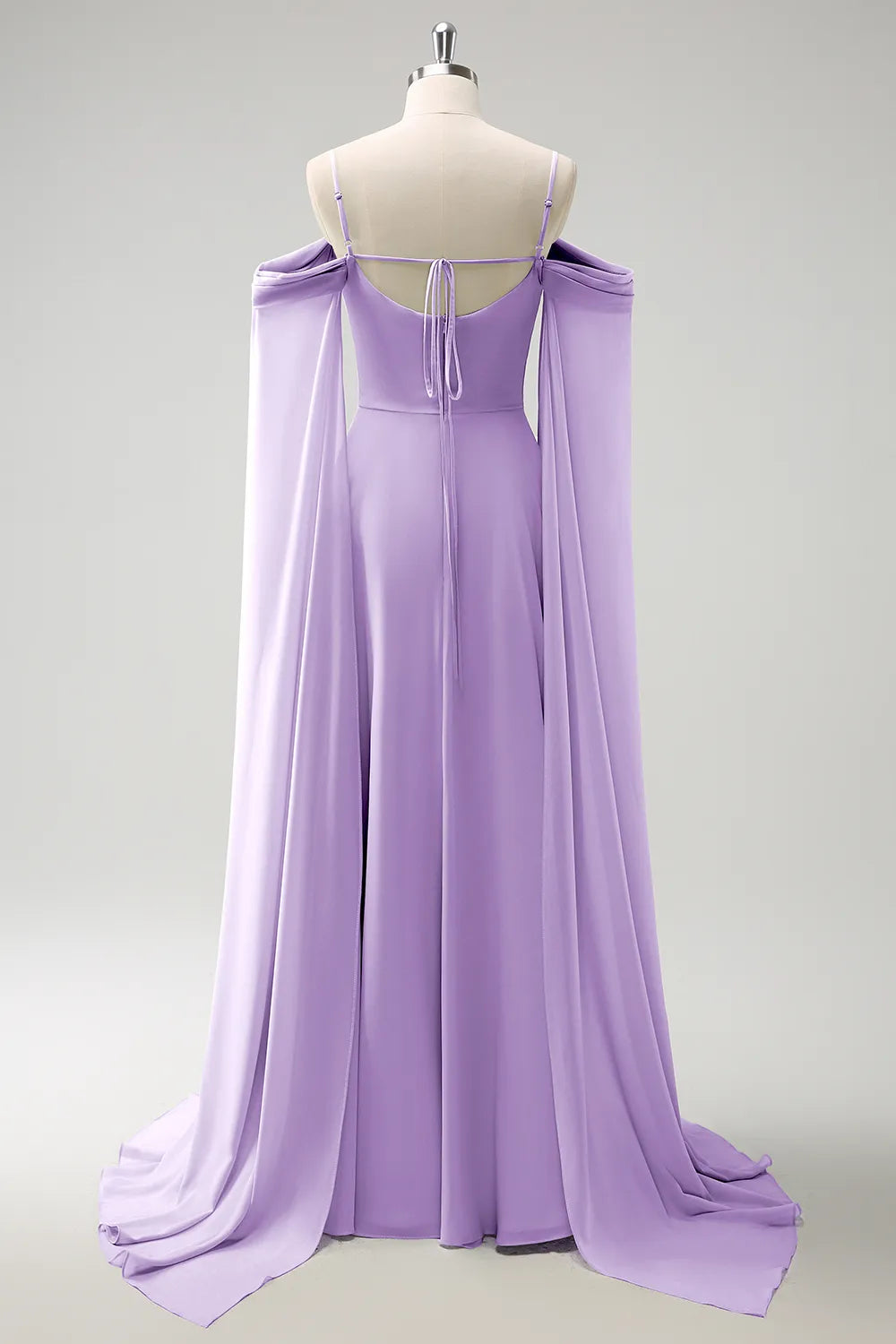 Luolandi Light Green Cold Shoulder A-Line Chiffon Watteau Train Bridesmaid Dress Charming Evening Party Dress Formal Dress