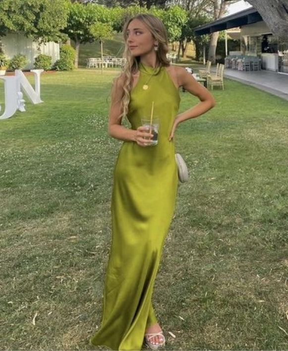 Luolandi Green Sleeveless Long Prom Dress Elegant Evening Party Dress Formal Dress