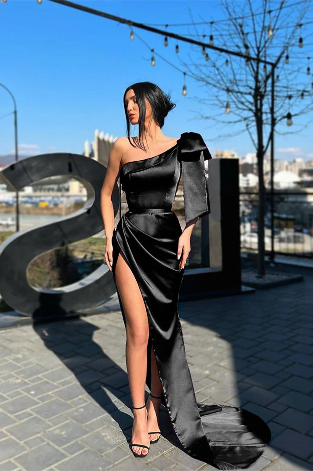 Luolandi Purple One Shoulder Mermaid Evening Dress Long With Split Sexy Party Dress Formal Dress