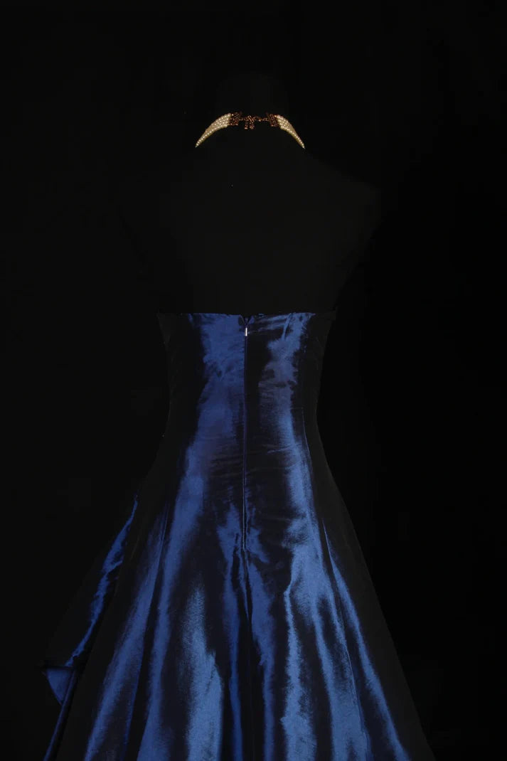 Luolandi Vintage Strapless Satin Long Prom Dress Charming Evening Party Dress Elegant Wedding Guest Dresses