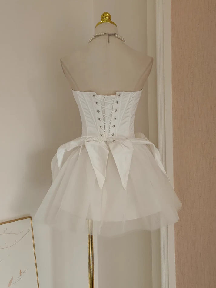 Luolandi Cute A line Strapless Short Prom Dress Charming Homecoming Dress Lovely Graduation Dress Chic Birthday Party Dress