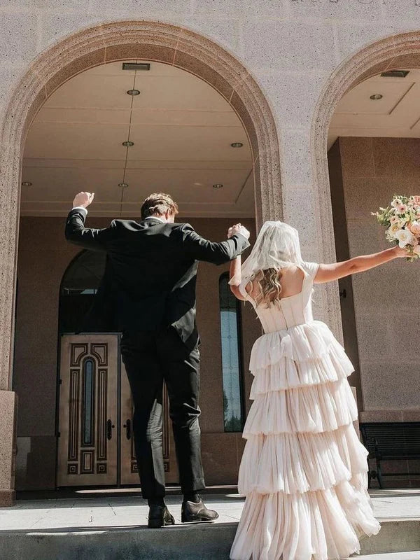 Luolandi Cute Delicate Bouffant Princess Wedding Dresses Simple Bridal Gown