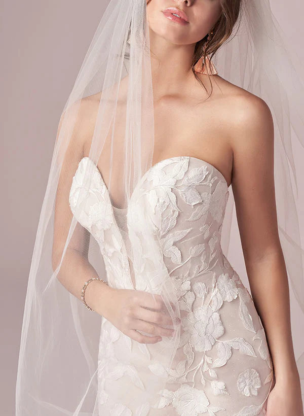 Luolandi Sweetheart Sleeveless Sweep Train Lace Mermaid Wedding Dresses Off Shoulder Floor Length Without Wedding Veil