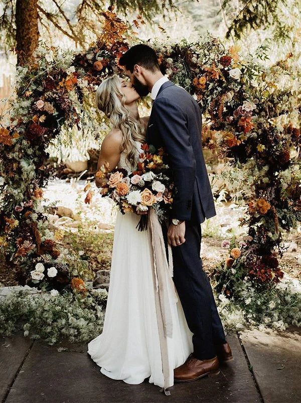 Luolandi Delicate Lace Bridal Gowns Sweetheart Chiffon A-line Wedding Dresses Off Shoulder Charming