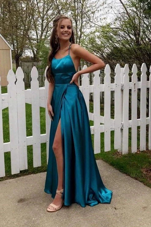Luolandi A-Line Simple Stunning Long Prom Dress Formal Evening Gowns Party Dress With Slit