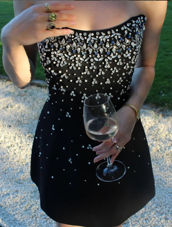 Luolandi Chic A Line Strapless Short Prom Dress Charming Homecoming Dress Lovely Graduation Dress Sweetheart Birthday Party Dress