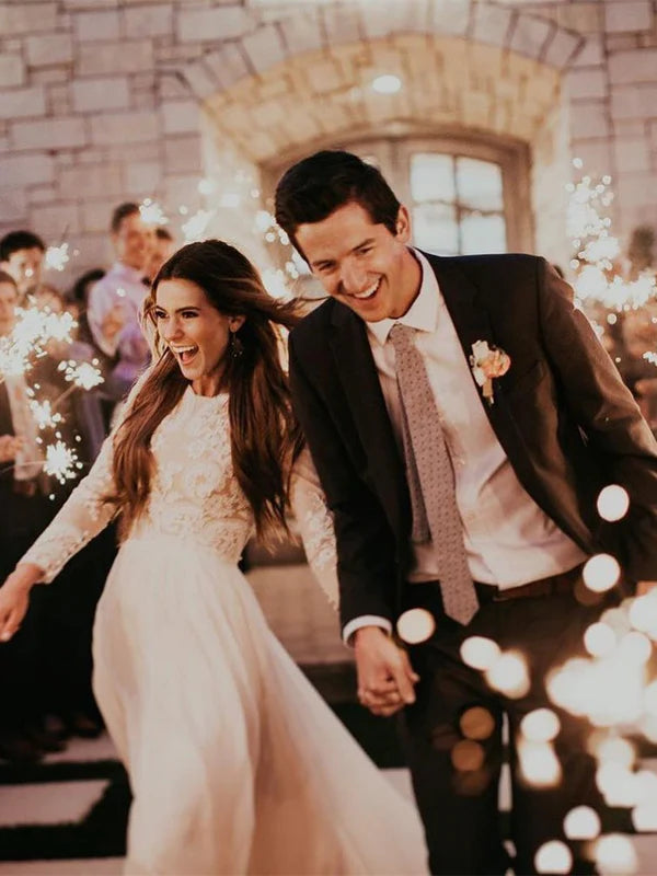 Luolandi Romantic Tulle Wedding Dresses A-line Long Sleeves Bridal Gowns Elegant