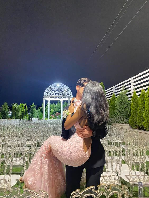 Luolandi Mermaid Pink Backless Long Graduation Prom Dress Charming Evening Party Dress