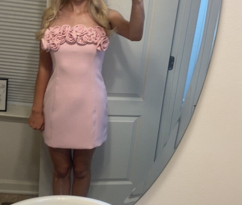 Luolandi Sweetheart Sheath Stapless Short Prom Dress With Flowers Charming Homecoming Dress Lovely Graduation Dress Mini Birthday Party Dress