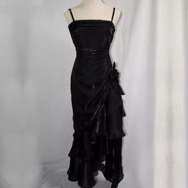 Luolandi Vintage Spaghetti Straps Floral Asymmetrical Hem Long Prom Dress Charming Evening Party Dress