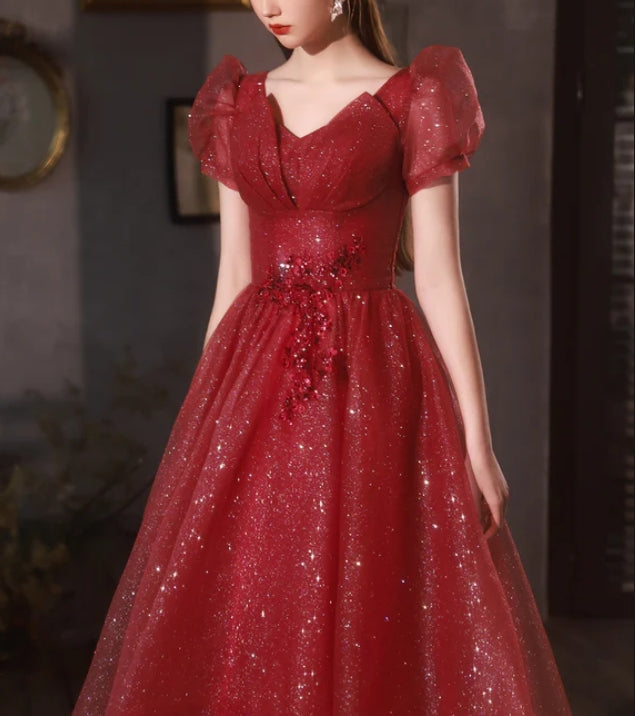 Luolandi Blue Satin Long Prom Dress with Bow A-line Blue Satin Party Dress Sparkly Evening Dress