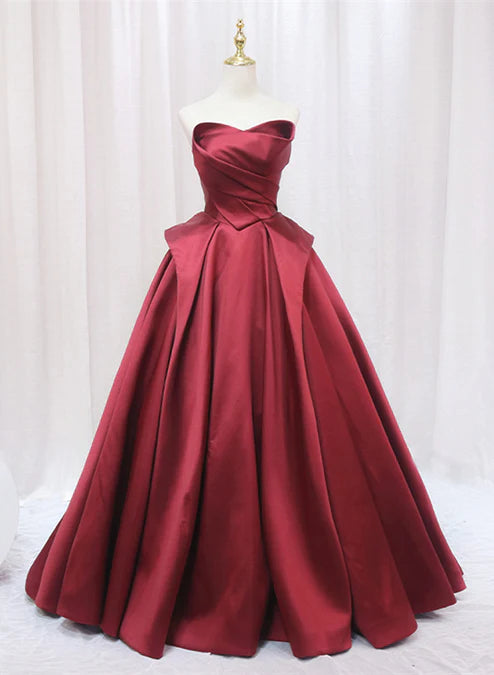 Luolandi Wine Red Satin Long Party Dress A-line Prom Dress Off Shoulder Elegant Evening Dress