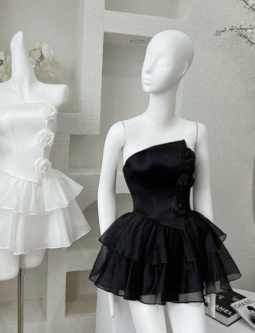 Luolandi Straps A-Line Beading Mini Party Dress Homecoming Dress With Flowers