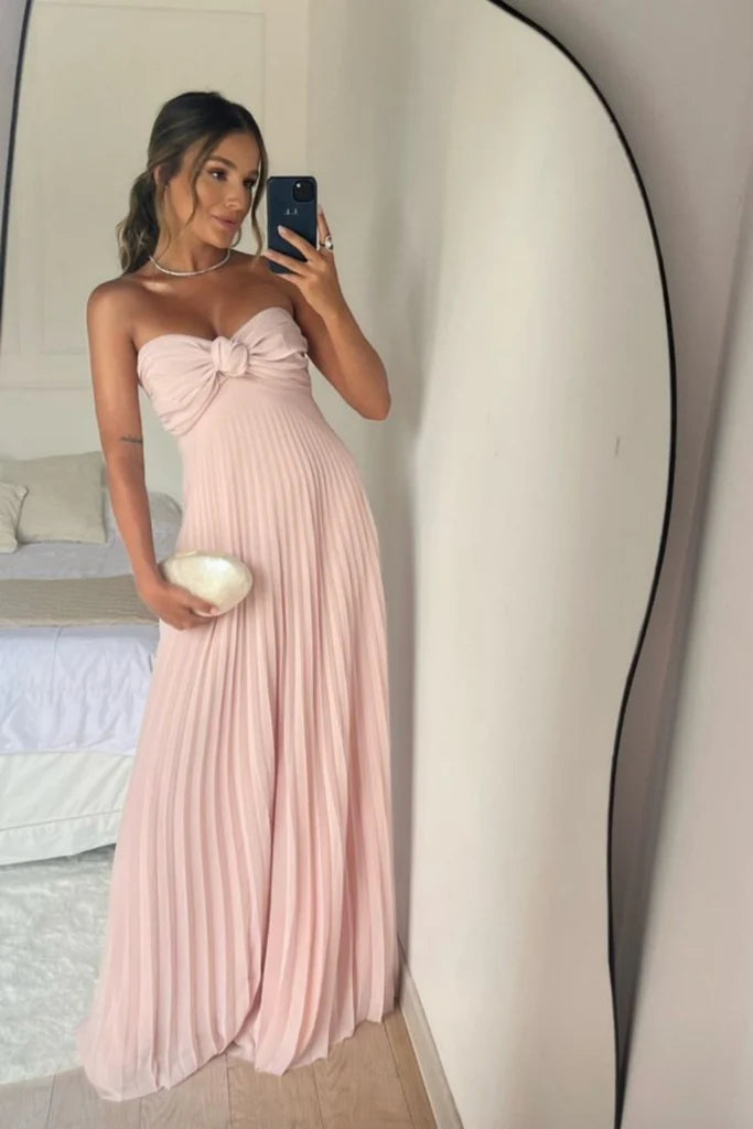 Luolandi Sweetheart A-Line Pleated Long Prom Dress Elegant Wedding Guest Dress Charming Evening Party Dress