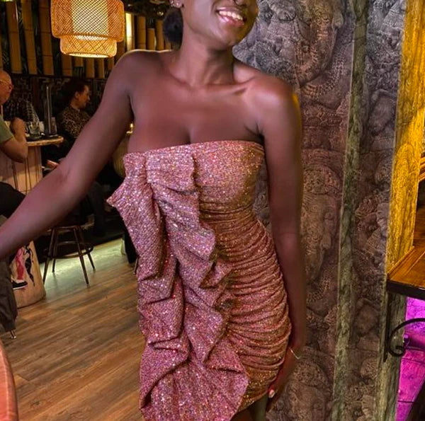 Luolandi Unique Sheath Strapless Short Prom Dress Charming Homecoming Dress Lovely Graduation Dress Cute Birthday Party Dress