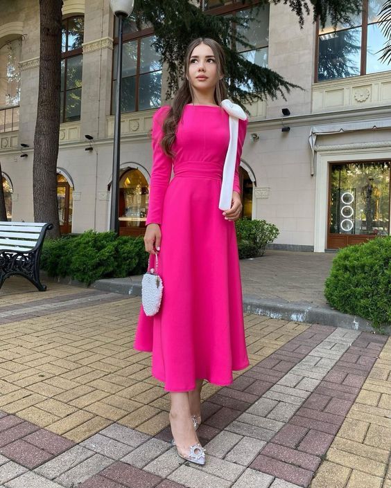 Luolandi Dress A Line Long Sleeves Elegant Party Prom Dresses Charming Formal Dress With BowKnot