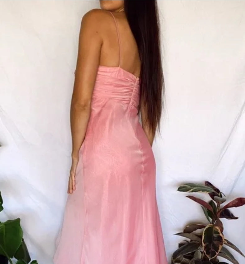 Luolandi Pink Long Prom Dresses Sweet Formal Dress Charming Evening Party Dress