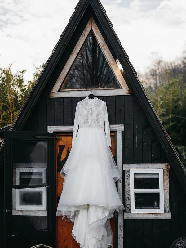 Luolandi Bohemia Beaded Lace Wedding Dresses Long Sleeves Bridal Gowns Elegant