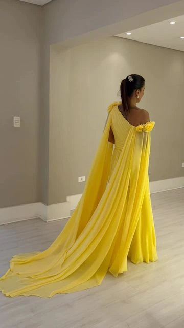 Luolandi Dress Vintage Long One Shoulder Evening Dess With Flower A-Line Mother of the Bride Dress Prom Dress for Women