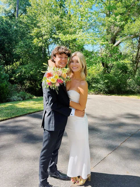 Luolandi Strapless Sheath Long Party Dress Simple Graduation Dress Off Shoulder Sexy