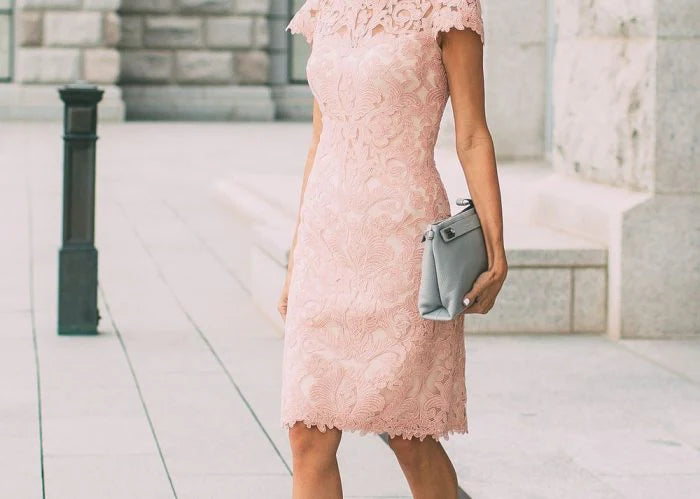 Luolandi Elegant Mother Of The Bride Dress Knee Length Charming Formal Party Dress