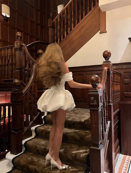 Luolandi A Line Off Shoulder Short Party Dress Homecoming Dress Sexy Graduation Dress Mini Dress