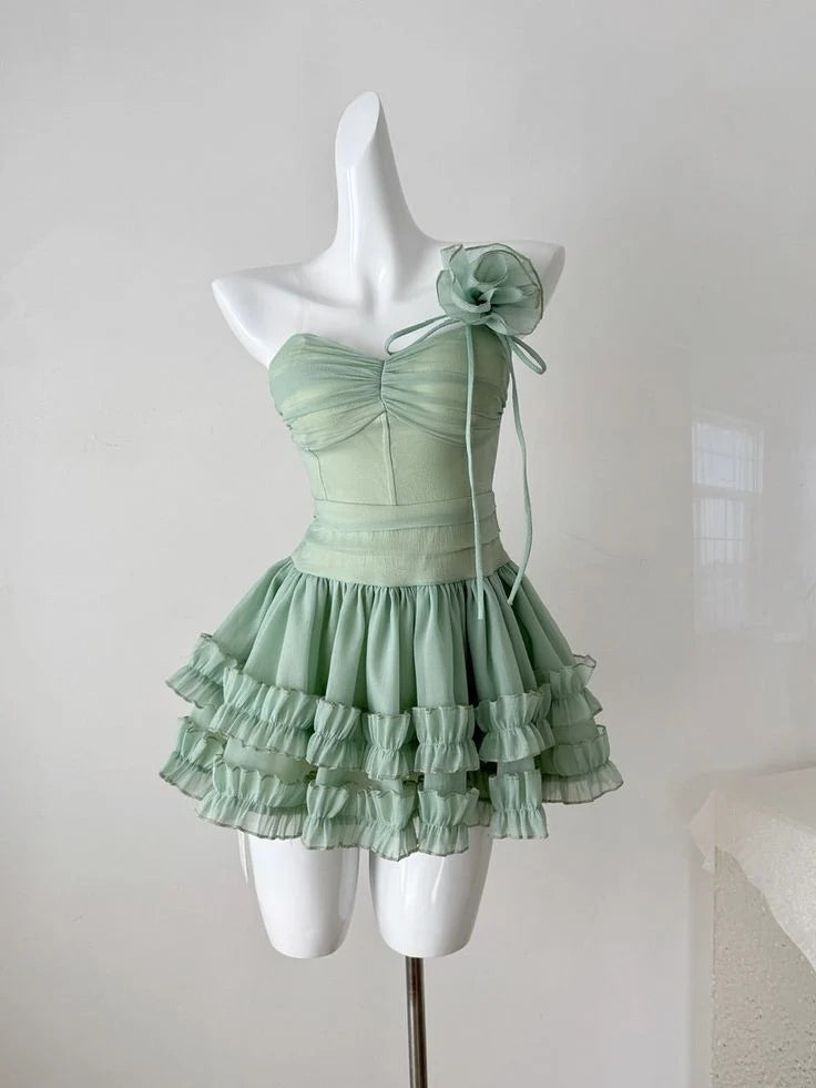 Luolandi Cute A Line Strapless Layered Short Prom Dress Charming Homecoming Dress Lovely Graduation Dress Sweetheart Birthday Party Dress