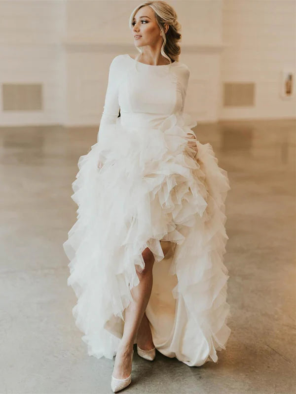 Luolandi Wonderful Wedding Dresses Long Sleeves Tasseled Gowns Floor Length Elegant Bridal Gown