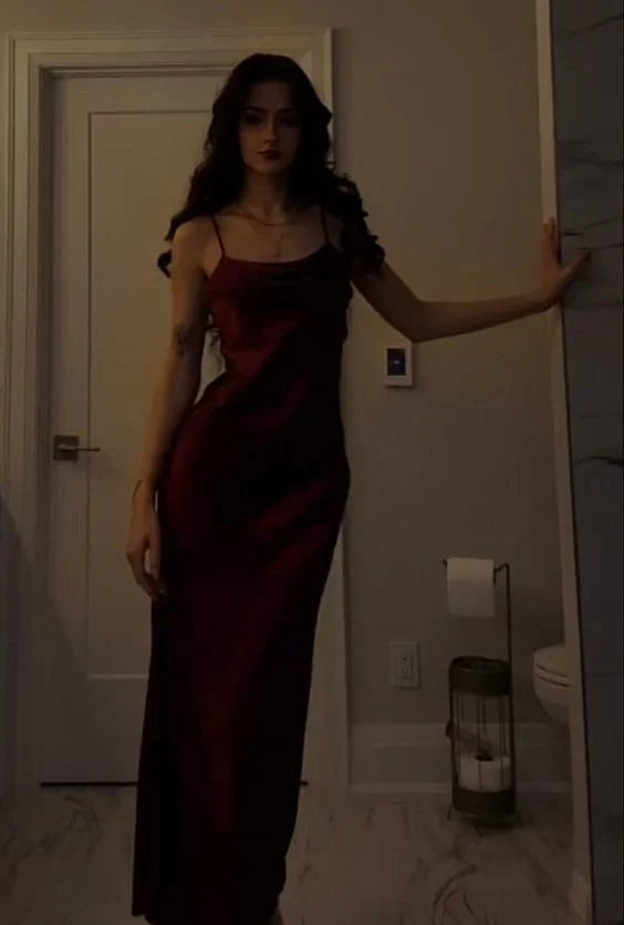 Luolandi Modest Mermaid Straps Burgundy Prom Dress Charming Evening Party Dress