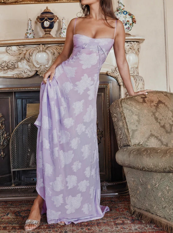 Luolandi Lilac Spaghetti Straps Elegant Long Party Dress Charming Evening Dress Formal Dress