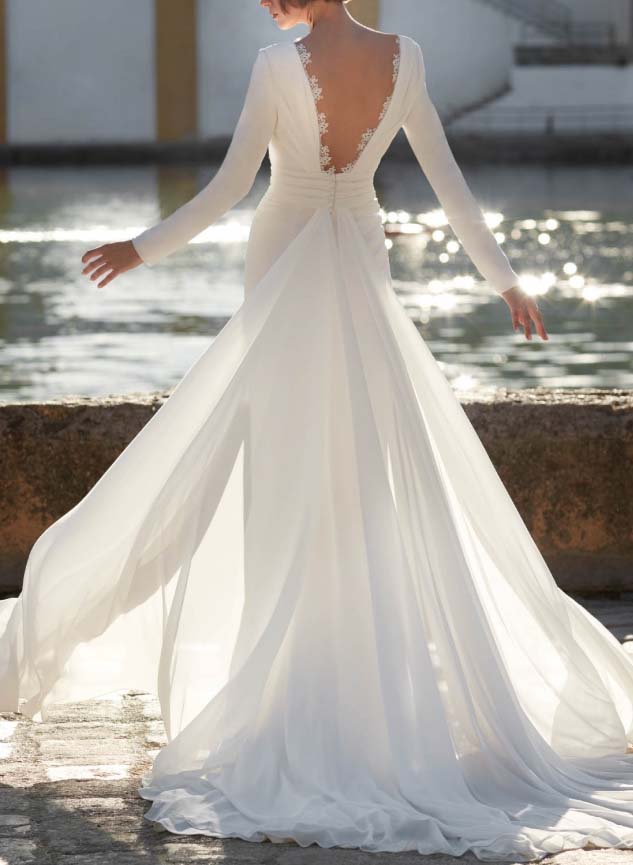 Luolandi Trumpet/Mermaid Wedding Dresses With Long Sleeves Floor Length Elegant