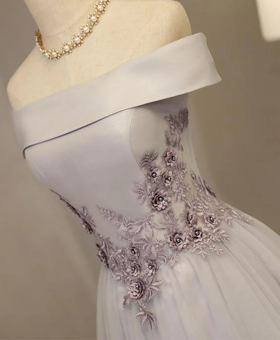 Luolandi Lovely A Line Homecoming Dress Tulle Short Party Dress Off Shoulder Formal Dress Elegant