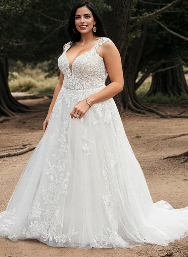 Luolandi Bohemian V-Neck Bridal Gown Featuring Illusion Back A Line Floor Length Elegant