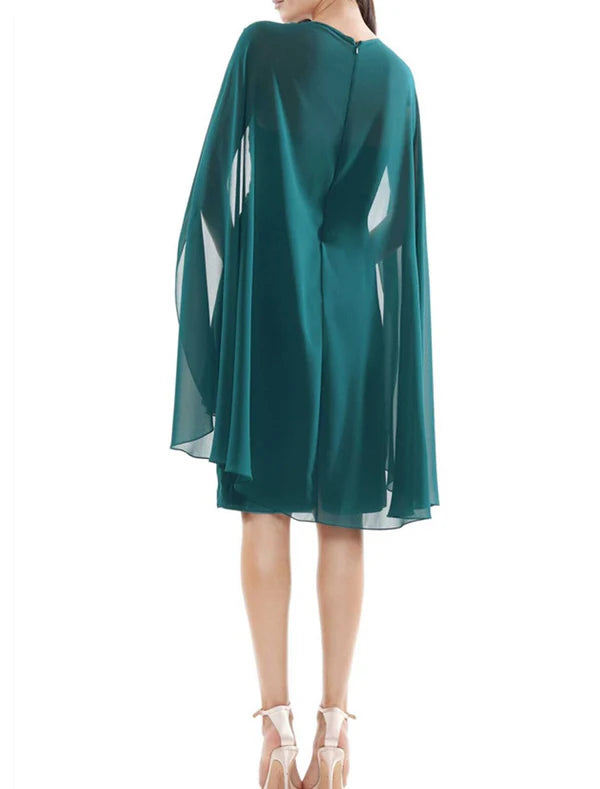 Luolandi Sheath / Column Cocktail Dresses Elegant Dress Wedding Guest Cocktail Party Knee Length Sleeveless V Neck Chiffon with Ruffles Appliques Mother of the Bride Dress