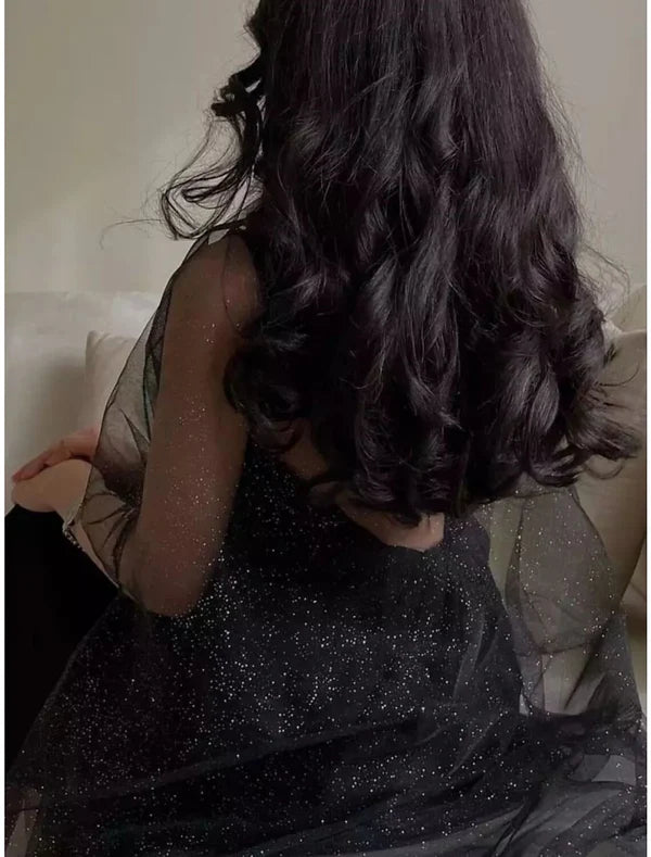 Luolandi Sheath / Column Evening Gown Elegant Dress Black Dress Formal Ankle Length Sleeveless Spaghetti Strap Chiffon