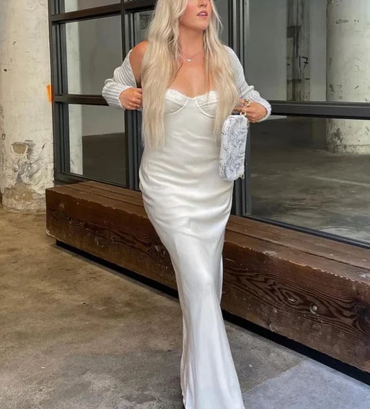 Luolandi Spaghetti Straps Sheath Simple Long Party Dress Charming Formal Dress