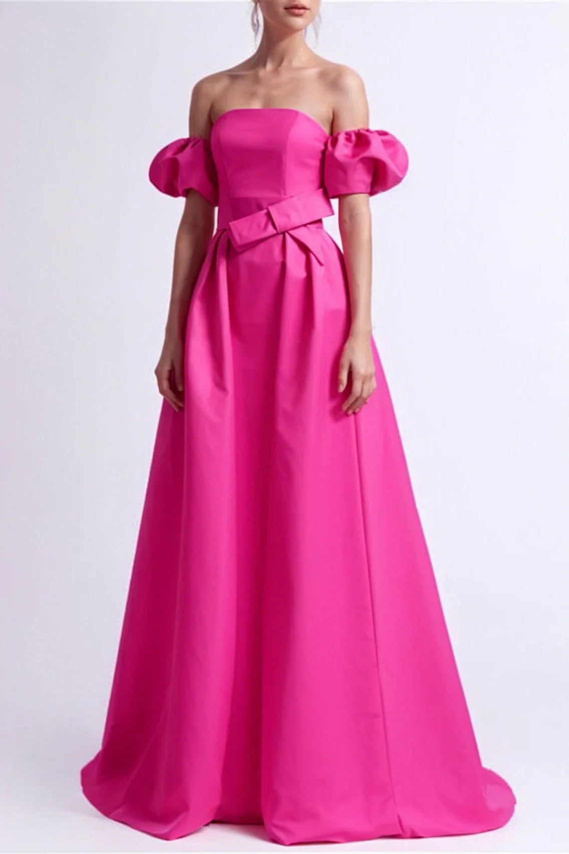 Luolandi Fuchsia Off The Shoulder Prom Dress Floor Length A Line Evening Dress Elegant