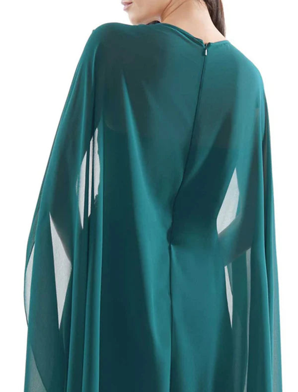 Luolandi Sheath / Column Cocktail Dresses Elegant Dress Wedding Guest Cocktail Party Knee Length Sleeveless V Neck Chiffon with Ruffles Appliques Mother of the Bride Dress