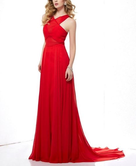 Luolandi A-Line/Princess Halter Sleeveless Long Chiffon Dresses Formal Dress Evening Dress Bridesmaid Dress december wedding guest dress