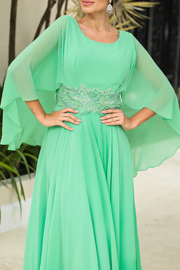 Luolandi A-line waist bead chiffon elegant mother of the bride dress Beautiful