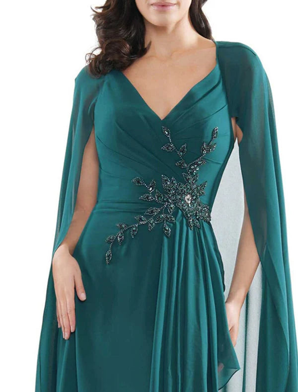 Luolandi Sheath / Column Cocktail Dresses Elegant Dress Wedding Guest Cocktail Party Knee Length Sleeveless V Neck Chiffon with Ruffles Appliques Mother of the Bride Dress