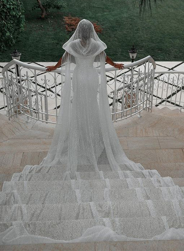 Luolandi Off-The-Shoulder Sleeveless Sequined Trumpet/Mermaid Wedding Dresses Floor Length Elegant