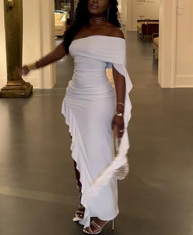 Luolandi One Shoulder Asymmetrical Prom Dress Black Girl Party Dress Charming Evening Dress