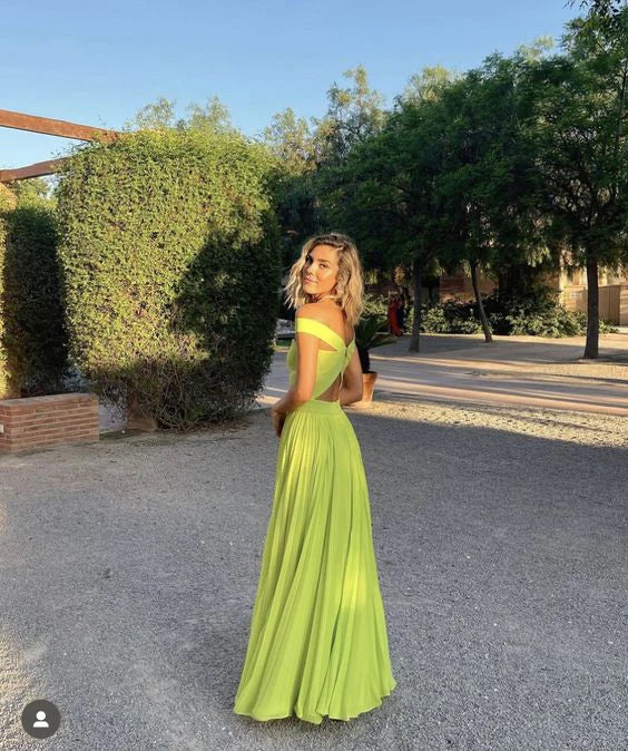 Luolandi Elegant Off Shoulder A-Line Wedding Guest Dress Formal Party Dress Charming