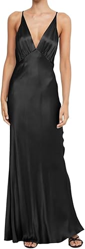 Luolandi Dress Yellow Sheath V-neck Long Prom Dress Satin Wedding Guest Dress Simple Party Dress